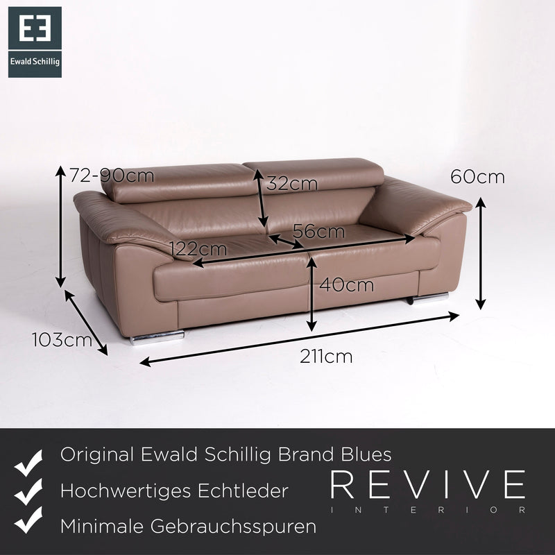 Ewald Schillig Brand Blues Leder Sofa Braun Zweisitzer 