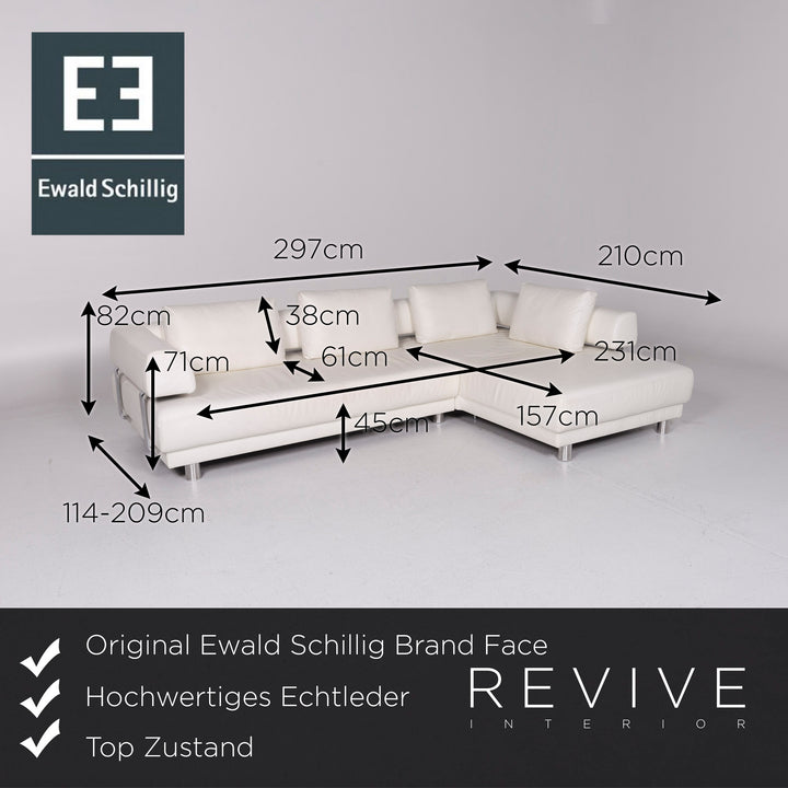 Ewald Schillig Brand Face Leder Ecksofa Weiß Sofa Couch #10397