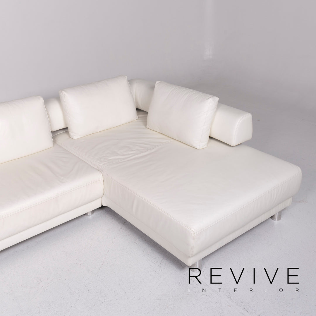 Ewald Schillig Brand Face Leather Corner Sofa White Sofa Couch #10397