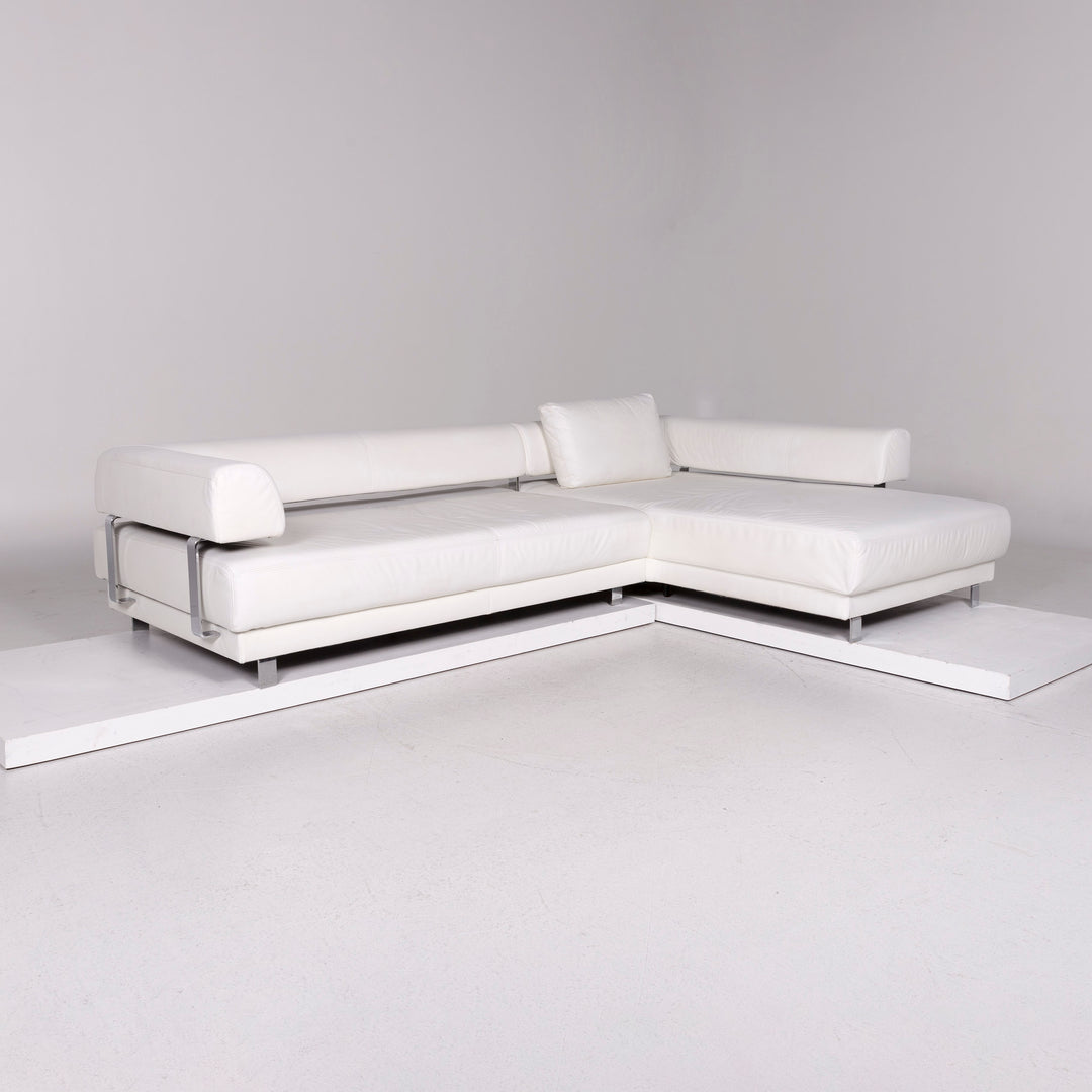 Ewald Schillig Brand Face Leather Corner Sofa White Sofa Couch #11672