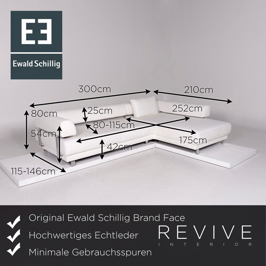 Ewald Schillig Brand Face Leather Corner Sofa White Sofa Couch #11672