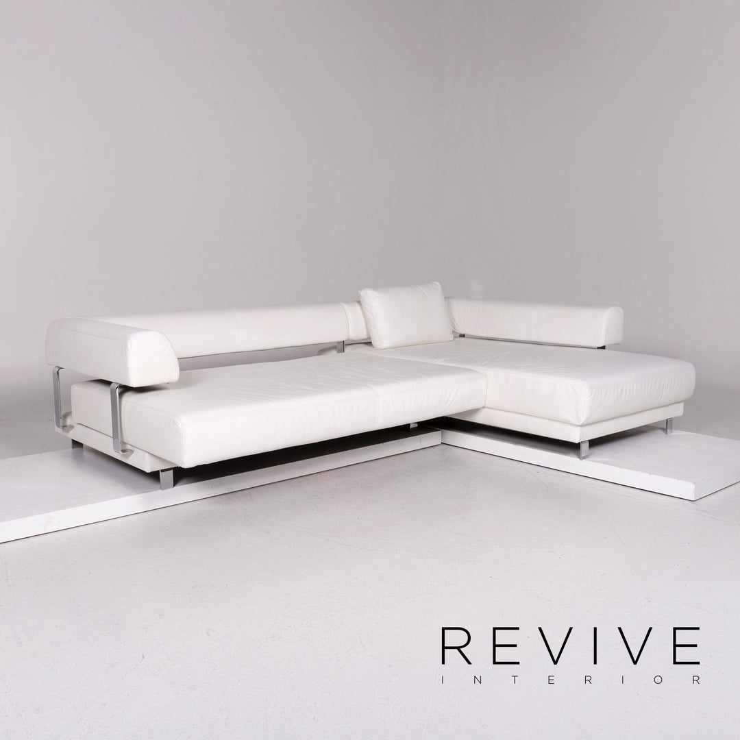 Ewald Schillig Brand Face Leather Corner Sofa White Sofa Couch #11672