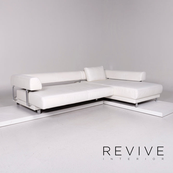 Ewald Schillig Brand Face Leather Corner Sofa White Sofa Couch #11672