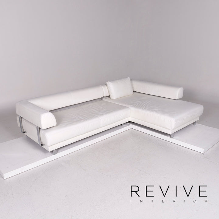 Ewald Schillig Brand Face Leather Corner Sofa White Sofa Couch #11672