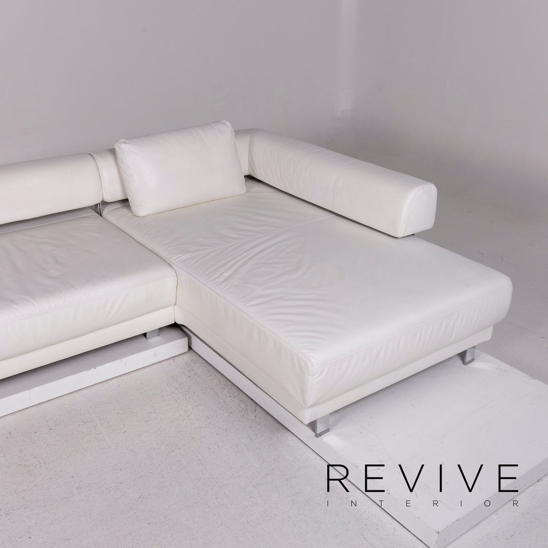 Ewald Schillig Brand Face Leather Corner Sofa White Sofa Couch #11672