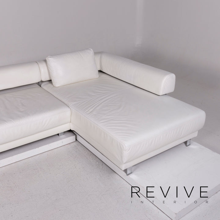 Ewald Schillig Brand Face Leather Corner Sofa White Sofa Couch #11672