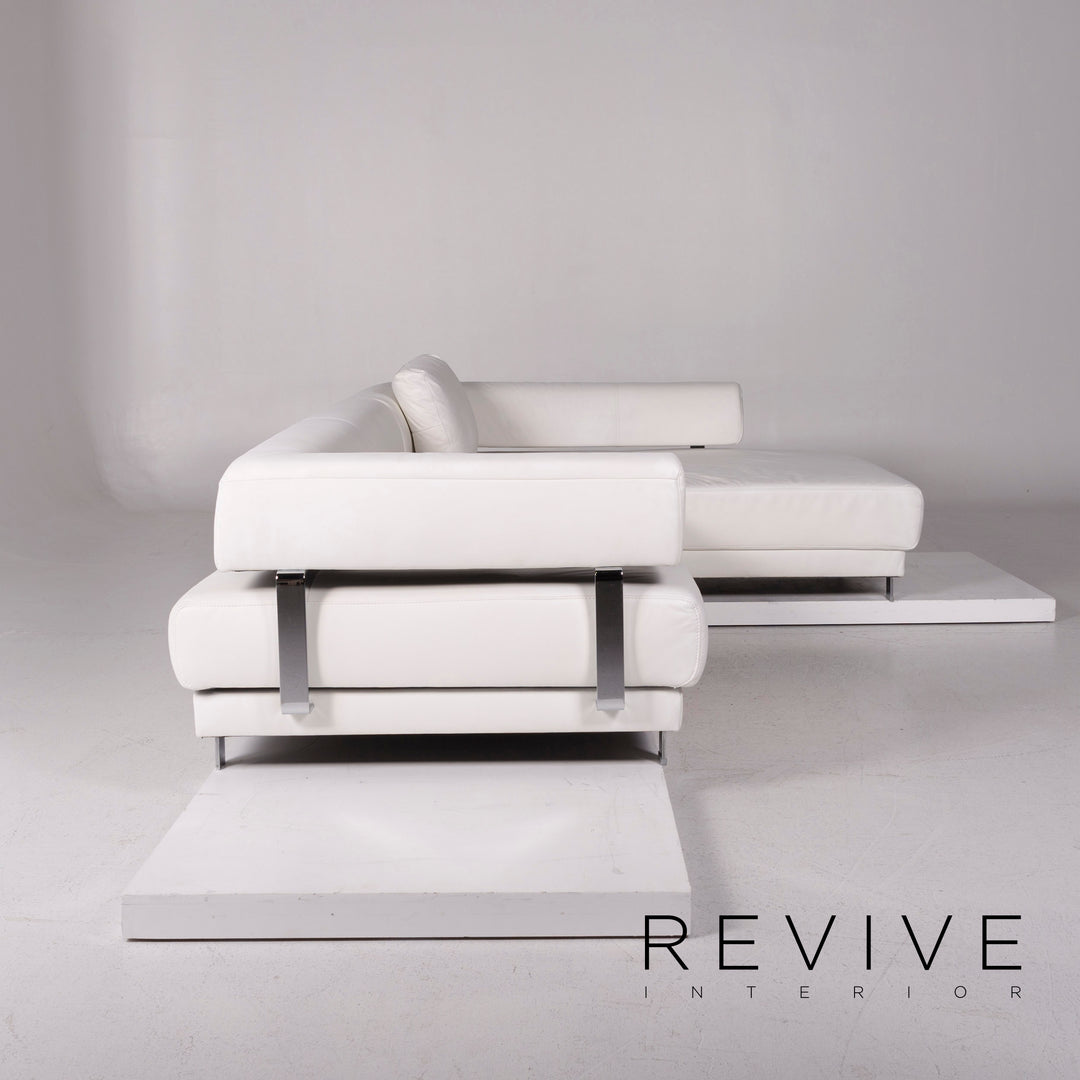 Ewald Schillig Brand Face Leather Corner Sofa White Sofa Couch #11672