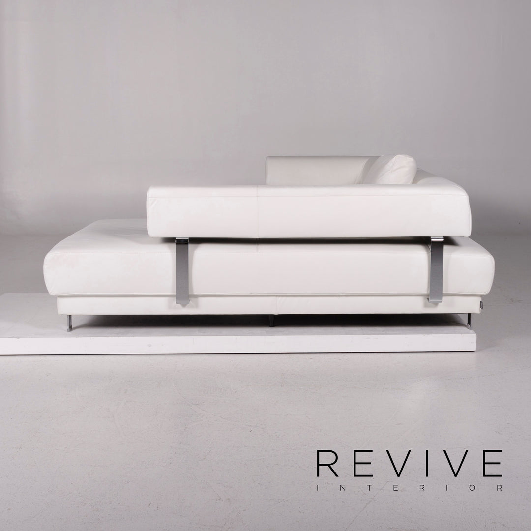 Ewald Schillig Brand Face Leather Corner Sofa White Sofa Couch #11672