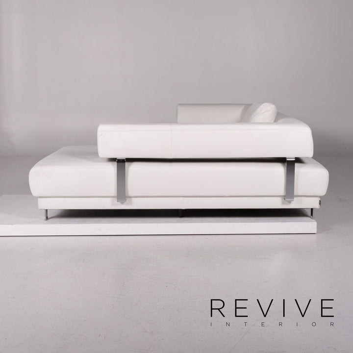 Ewald Schillig Brand Face Leather Corner Sofa White Sofa Couch #11672