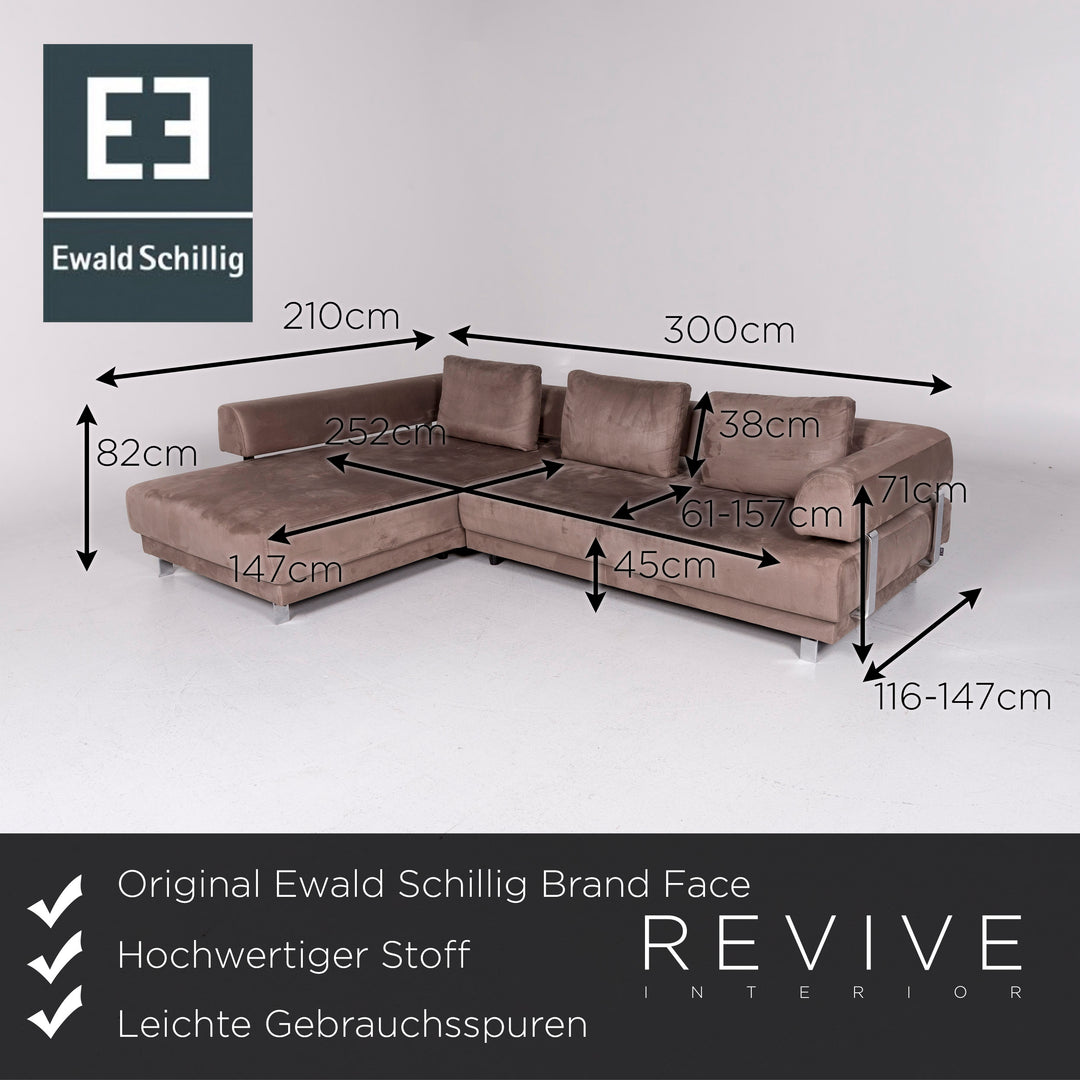 Ewald Schillig Brand Face Microfiber Fabric Corner Sofa Brown Sofa Function Electrical Function Couch #10880