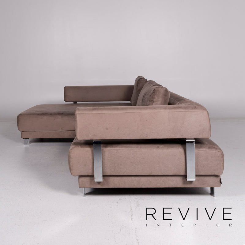 Ewald Schillig Brand Face Microfaser Stoff Ecksofa Braun Sofa Funktion Elektrische Funktion Couch 