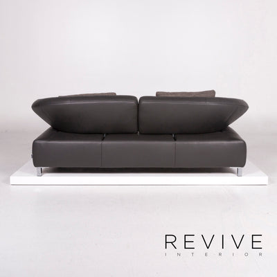 Ewald Schillig Butterfly Leder Sofa Anthrazit Grau Braun Dreisitzer Funktion Couch #12136