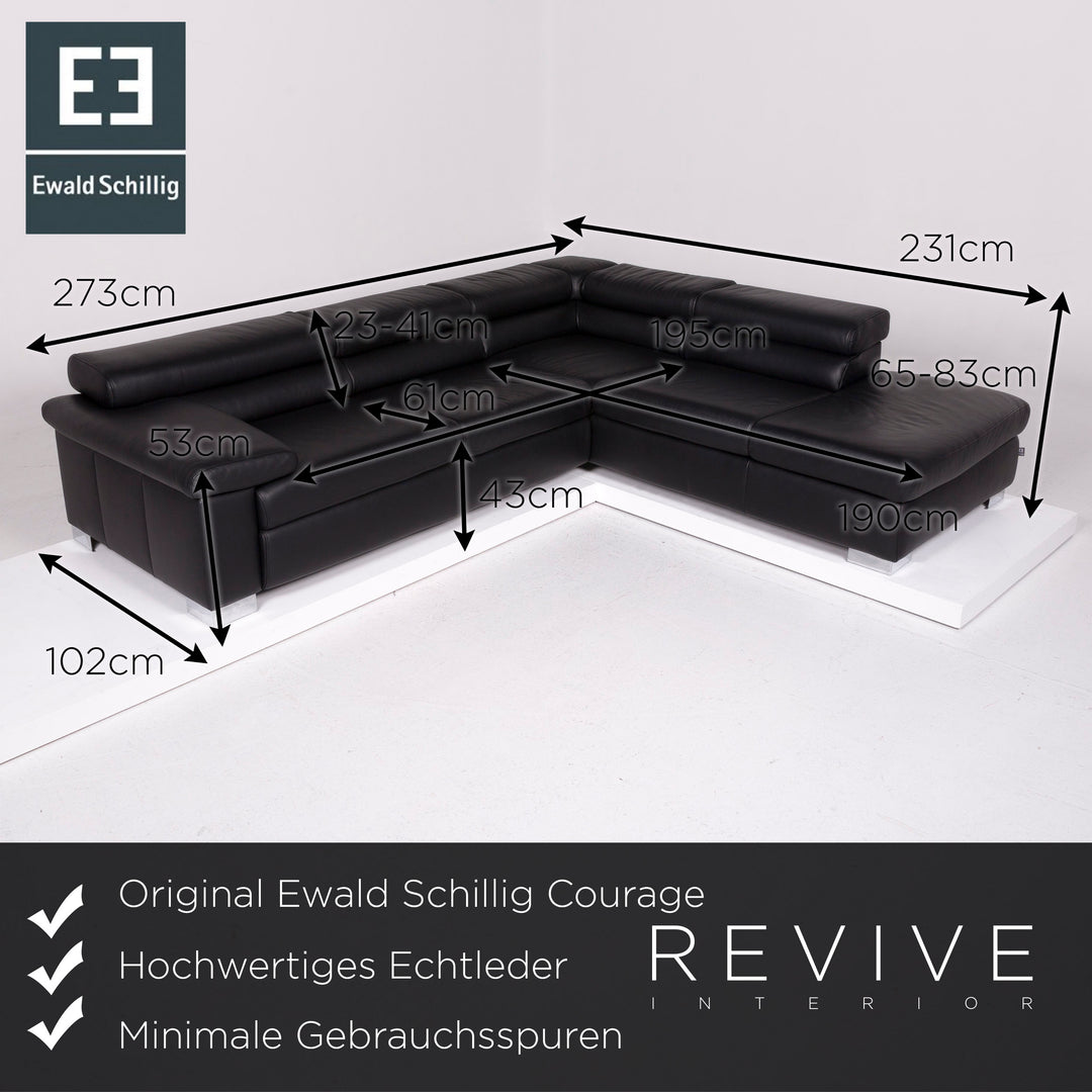 Ewald Schillig Courage Leder Sofa Schwarz Ecksofa #11191