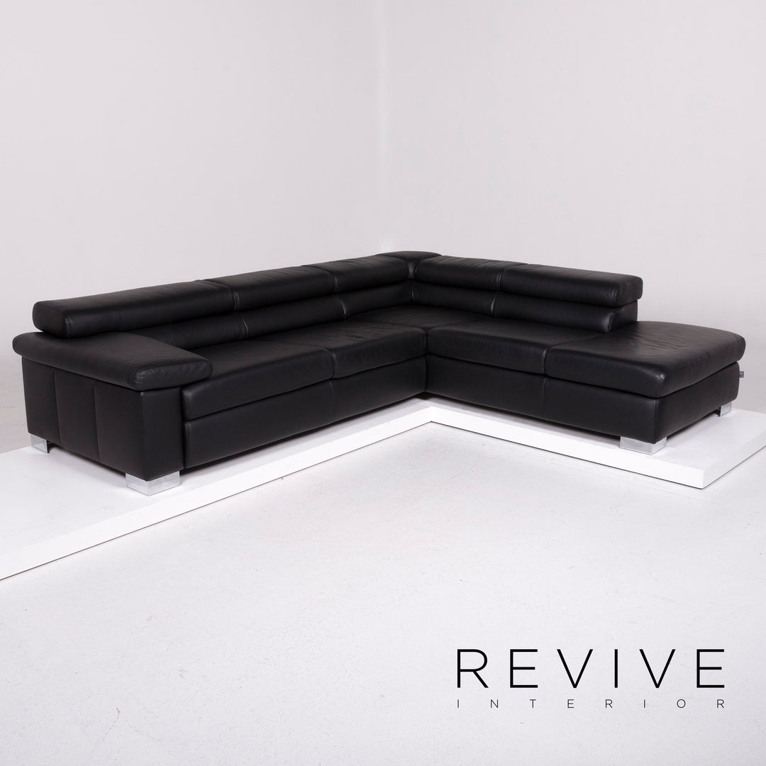 Ewald Schillig Courage Leder Sofa Schwarz Ecksofa #11191