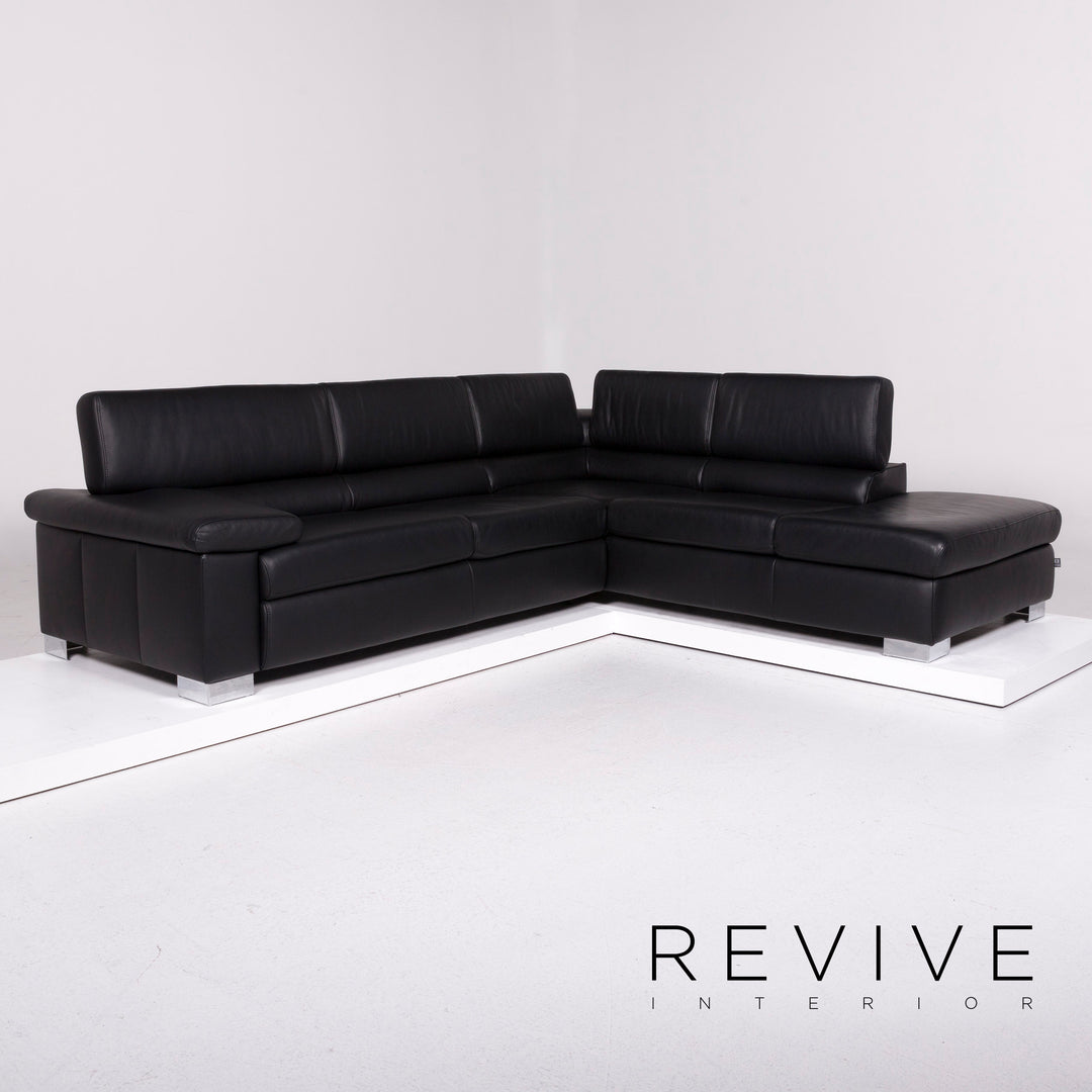 Ewald Schillig Courage Leder Sofa Schwarz Ecksofa #11191