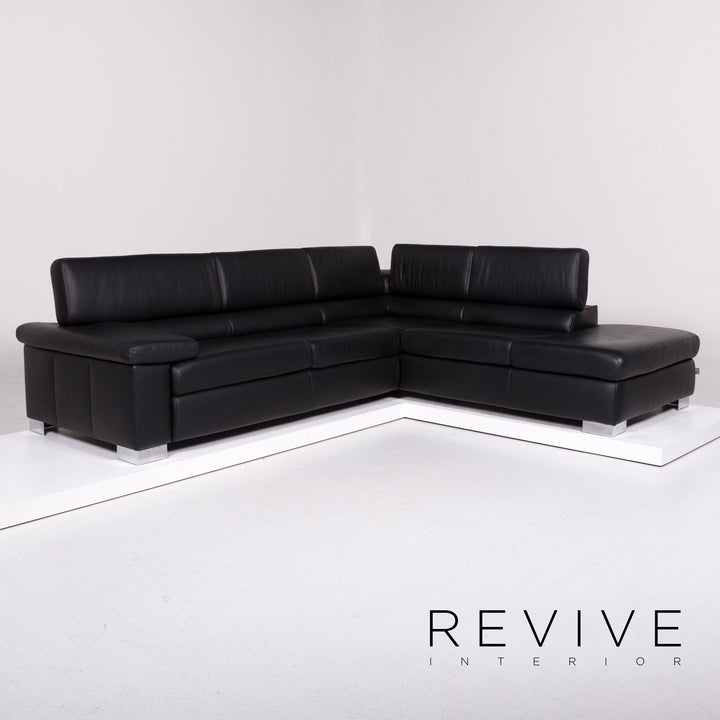 Ewald Schillig Courage Leder Sofa Schwarz Ecksofa #11191