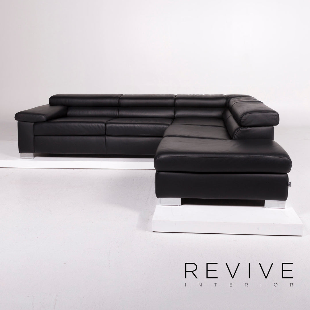Ewald Schillig Courage Leder Sofa Schwarz Ecksofa #11191