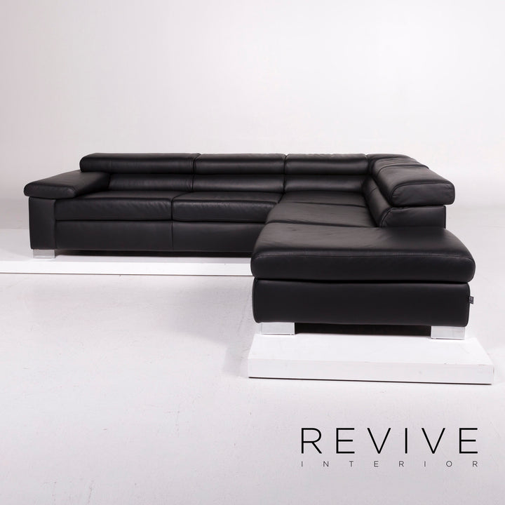 Ewald Schillig Courage Leder Sofa Schwarz Ecksofa #11191