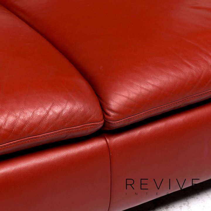 Ewald Schillig Leder Sofa Rot Zweisitzer Couch #9257