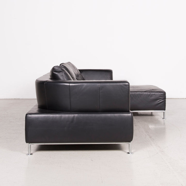 Ewald Schillig designer leather sofa black genuine leather three-seater #8009