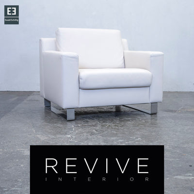 Ewald Schillig Designer Sessel Leder Weiß Einsitzer Couch Modern Echtleder #3795