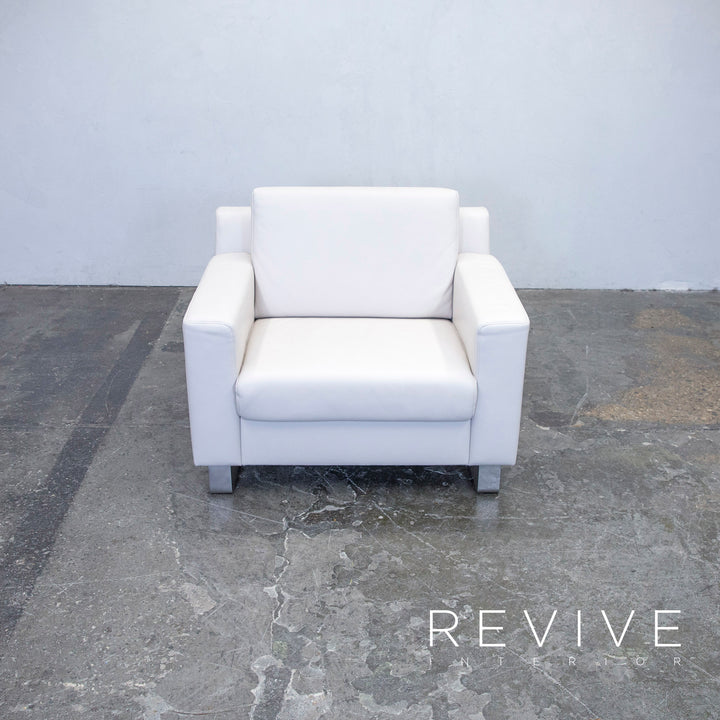 Ewald Schillig Designer Sessel Leder Weiß Einsitzer Couch Modern Echtleder #3795
