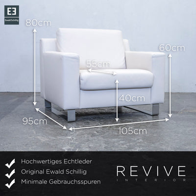 Ewald Schillig Designer Sessel Leder Weiß Einsitzer Couch Modern Echtleder #3795