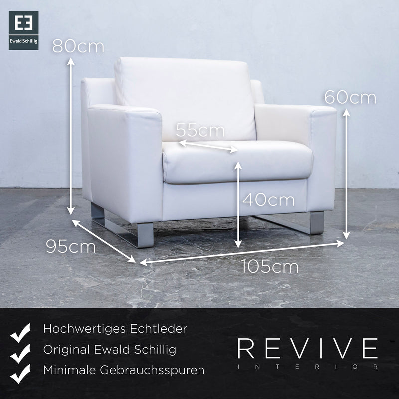 Ewald Schillig Designer Sessel Leder Weiß Einsitzer Couch Modern Echtleder 
