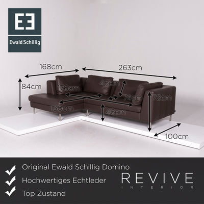 Ewald Schillig Domino Leder Sofa Garnitur Braun 1x Ecksofa 1x Hocker #11684