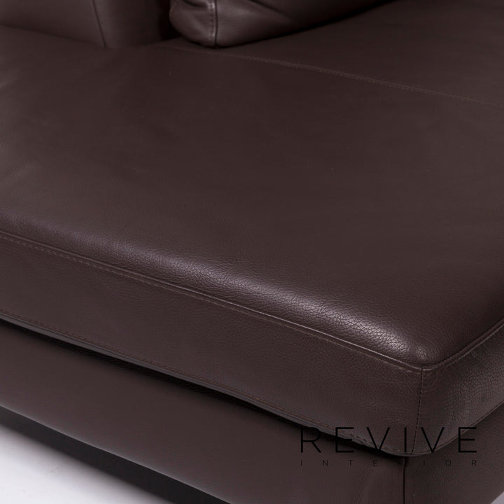 Ewald Schillig Domino Leather Corner Sofa Brown Sofa Couch #11525