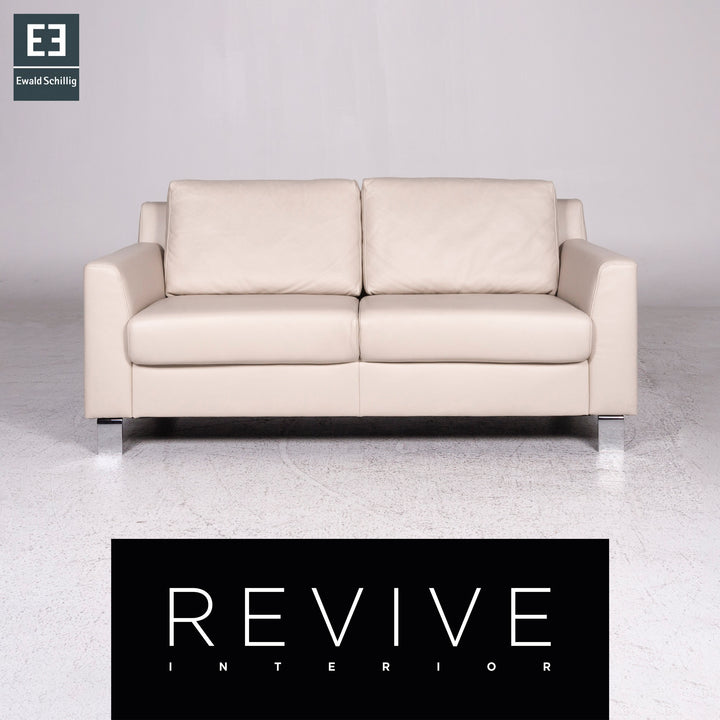 Ewald Schillig Flex Plus leather sofa cream two-seater couch #9578