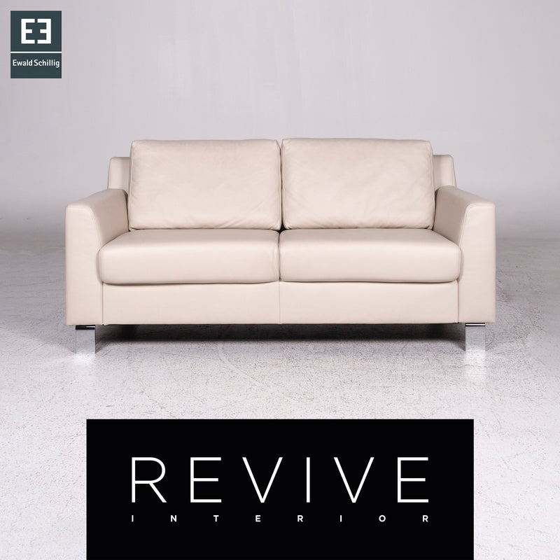 Ewald Schillig Flex Plus Leder Sofa Creme Zweisitzer Couch 