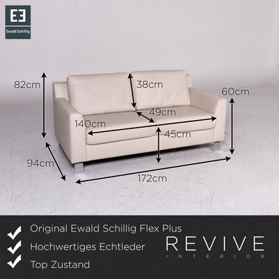 Ewald Schillig Flex Plus Leder Sofa Creme Zweisitzer Couch #9578