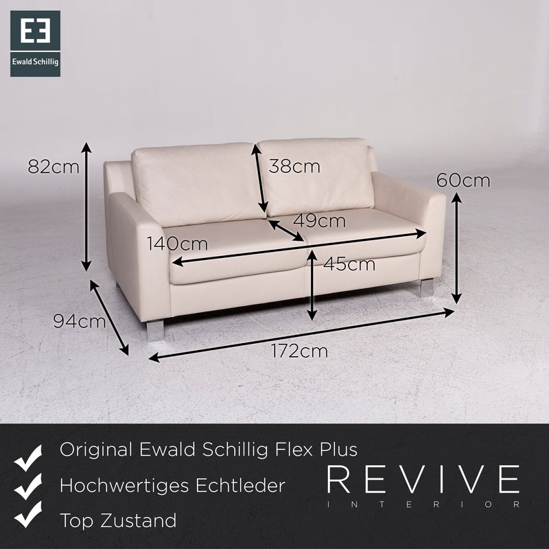 Ewald Schillig Flex Plus Leder Sofa Creme Zweisitzer Couch 