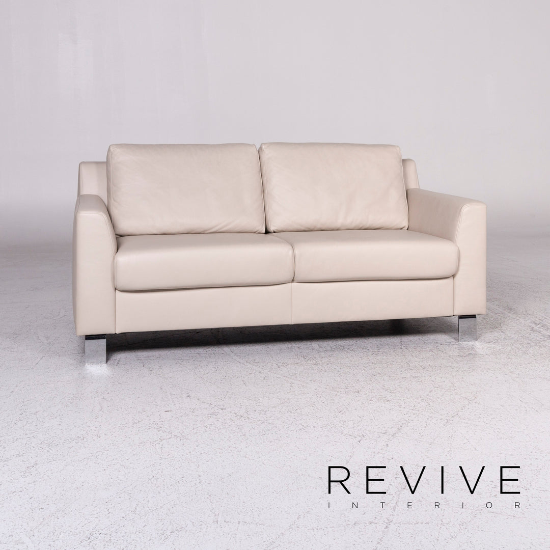 Ewald Schillig Flex Plus leather sofa cream two-seater couch #9578