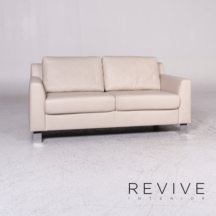 Ewald Schillig Flex Plus leather sofa cream two-seater couch #9578