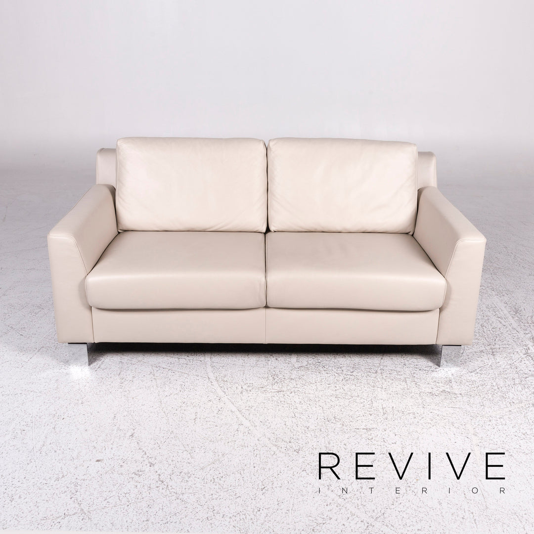 Ewald Schillig Flex Plus leather sofa cream two-seater couch #9578