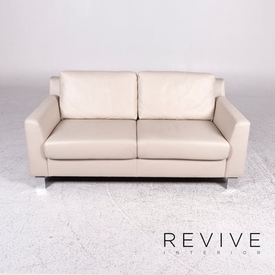 Ewald Schillig Flex Plus Leder Sofa Creme Zweisitzer Couch #9578