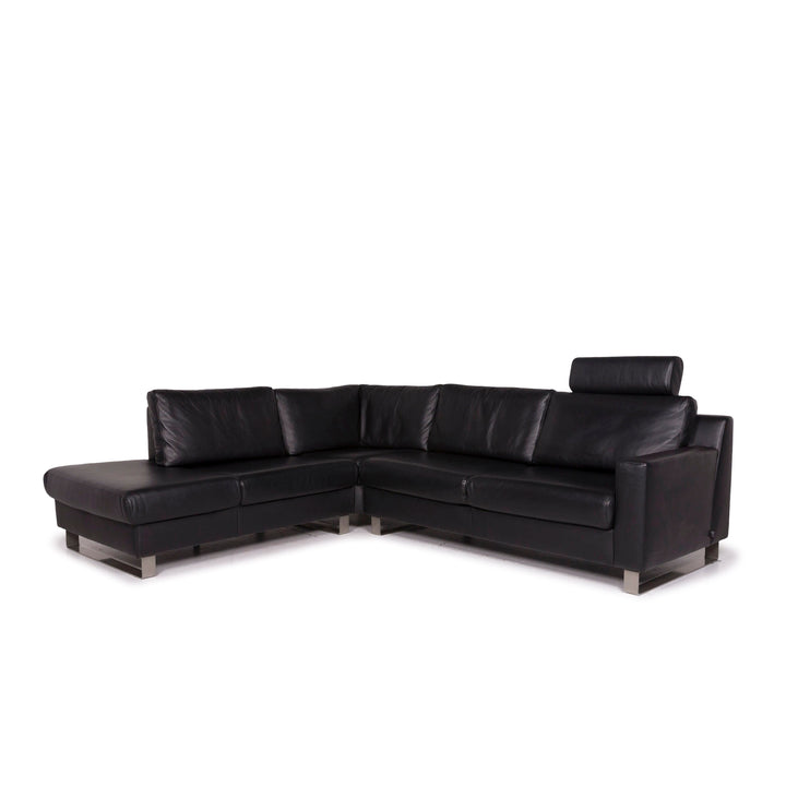 Ewald Schillig Flex Plus Leder Ecksofa Schwarz Sofa Couch #11938