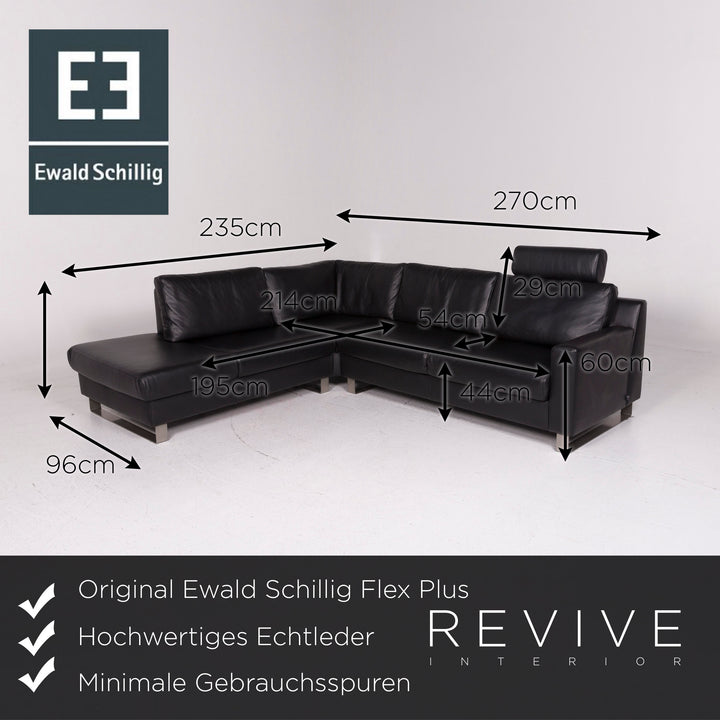 Ewald Schillig Flex Plus Leder Ecksofa Schwarz Sofa Couch #11938