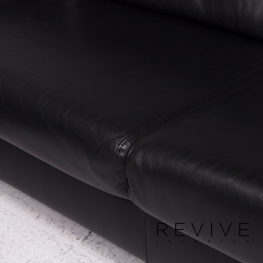 Ewald Schillig Flex Plus Leather Corner Sofa Black Sofa Couch #11938