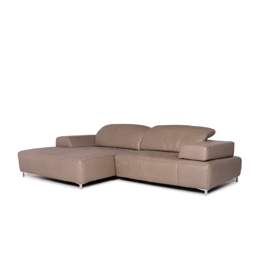 Ewald Schillig Leather Corner Sofa Beige Gray Taupe Sofa Function Couch #10684