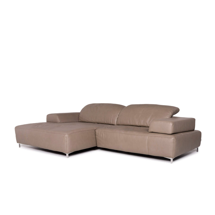 Ewald Schillig Leather Corner Sofa Beige Gray Taupe Sofa Function Couch #10684