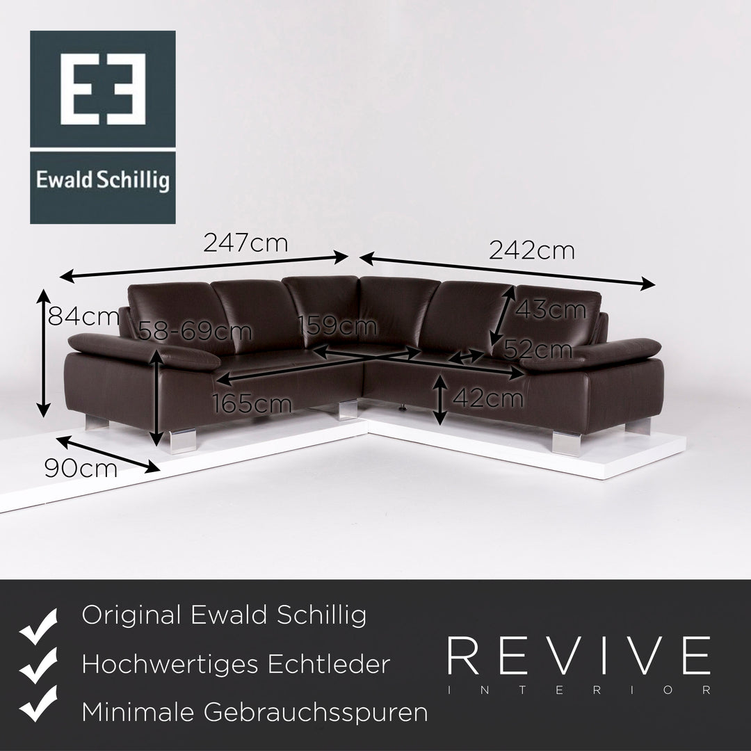 Ewald Schillig Leder Ecksofa Braun Sofa Couch #10626