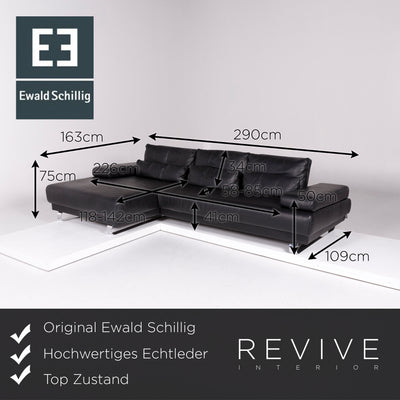 Ewald Schillig Leder Ecksofa Schwarz Sofa Funktion Couch #10832