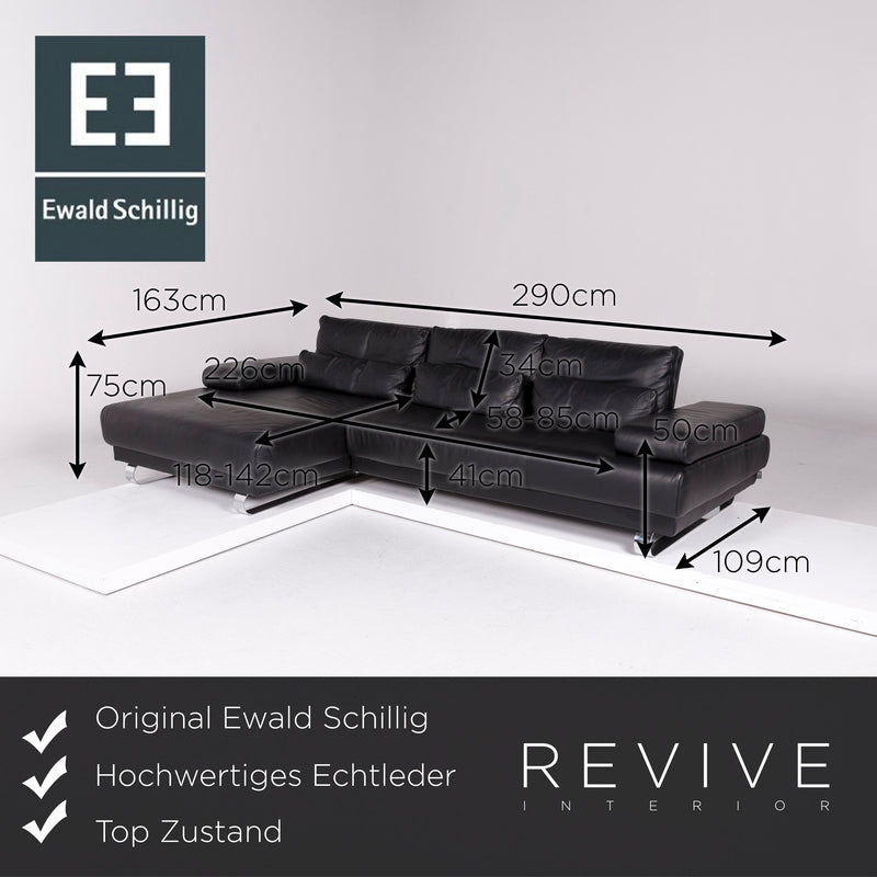 Ewald Schillig Leder Ecksofa Schwarz Sofa Funktion Couch 
