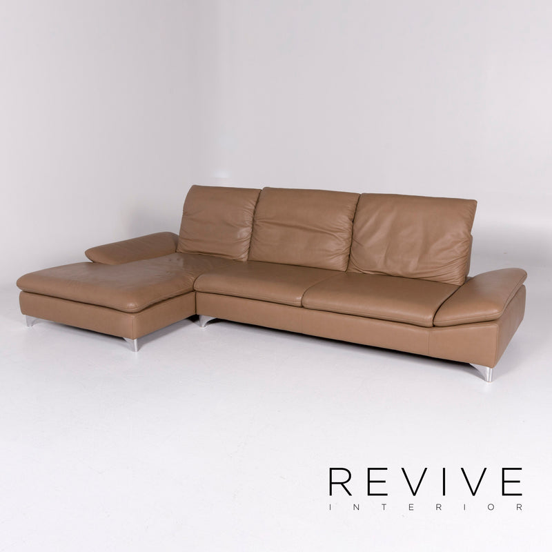 Ewald Schillig Leder Sofa Beige Ecksofa 