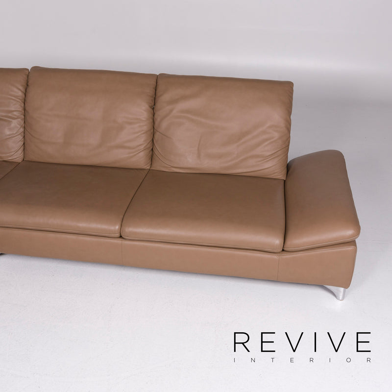Ewald Schillig Leder Sofa Beige Ecksofa 