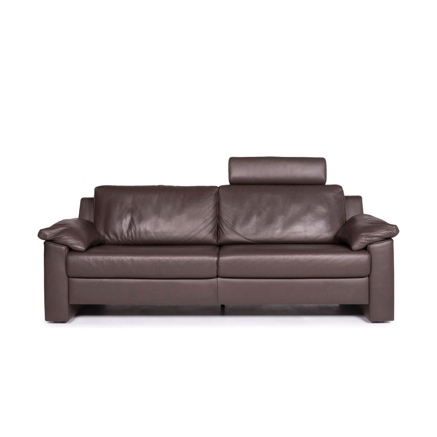 Ewald Schillig leather sofa brown three-seater couch #10884