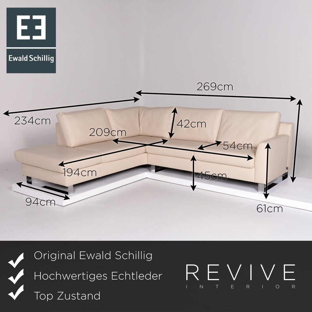 Ewald Schillig Leder Sofa Creme Ecksofa inkl. elektrische Vitalfunktion #10754
